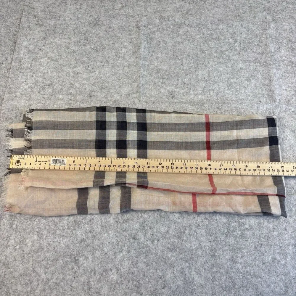 Burberry London Wide Check Wool Silk Scarf Stole Shawl 84